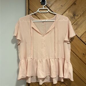 GAP Pink Peplum Cap Sleeve Blouse